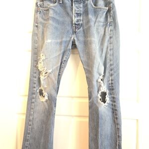 Levi's Men's Straight Distressed Light Blue Jeans